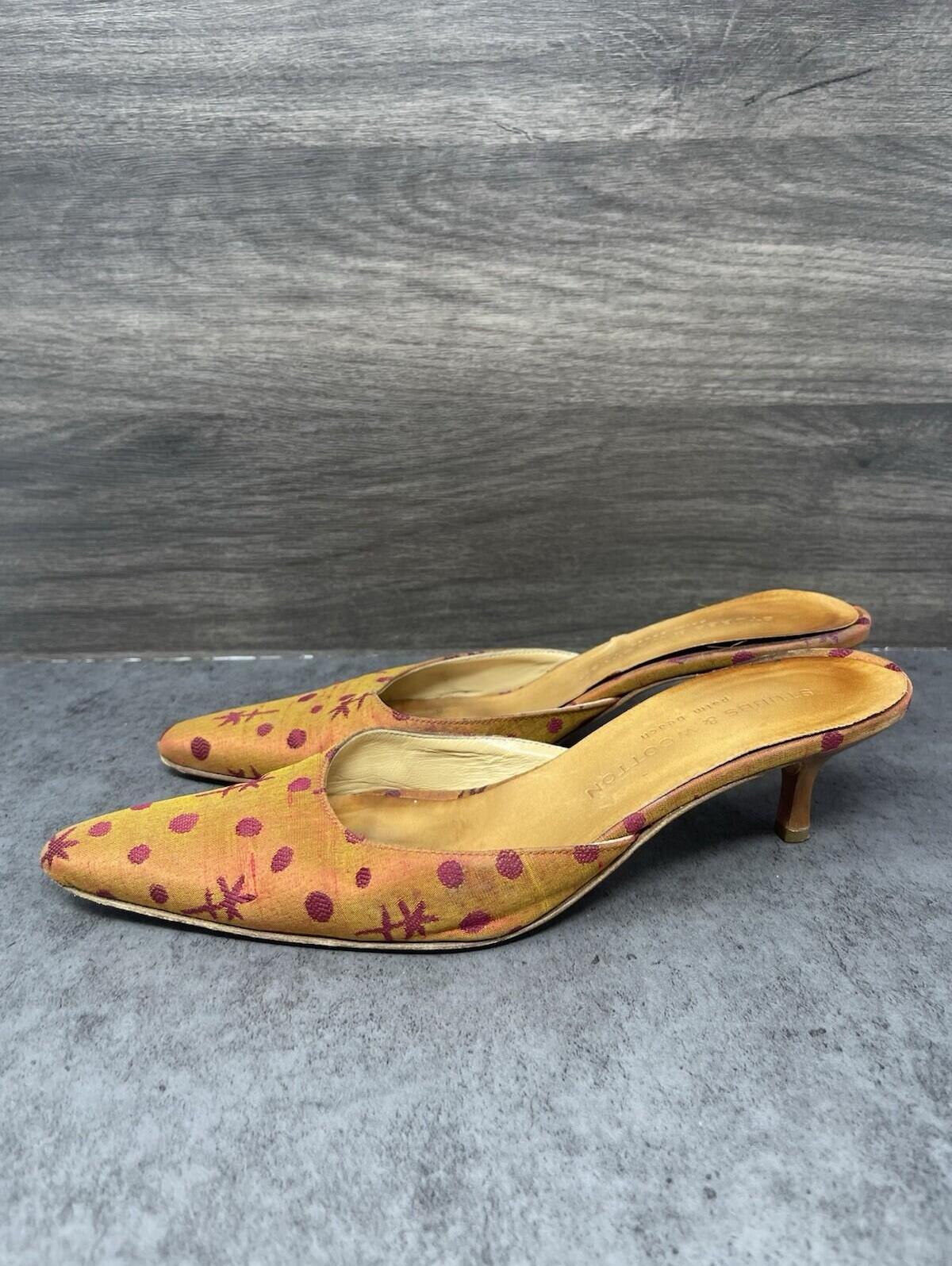 Stubbs And Wootton Shoes Womens Size 8 Heel Mules Orange Red Pointed Toe